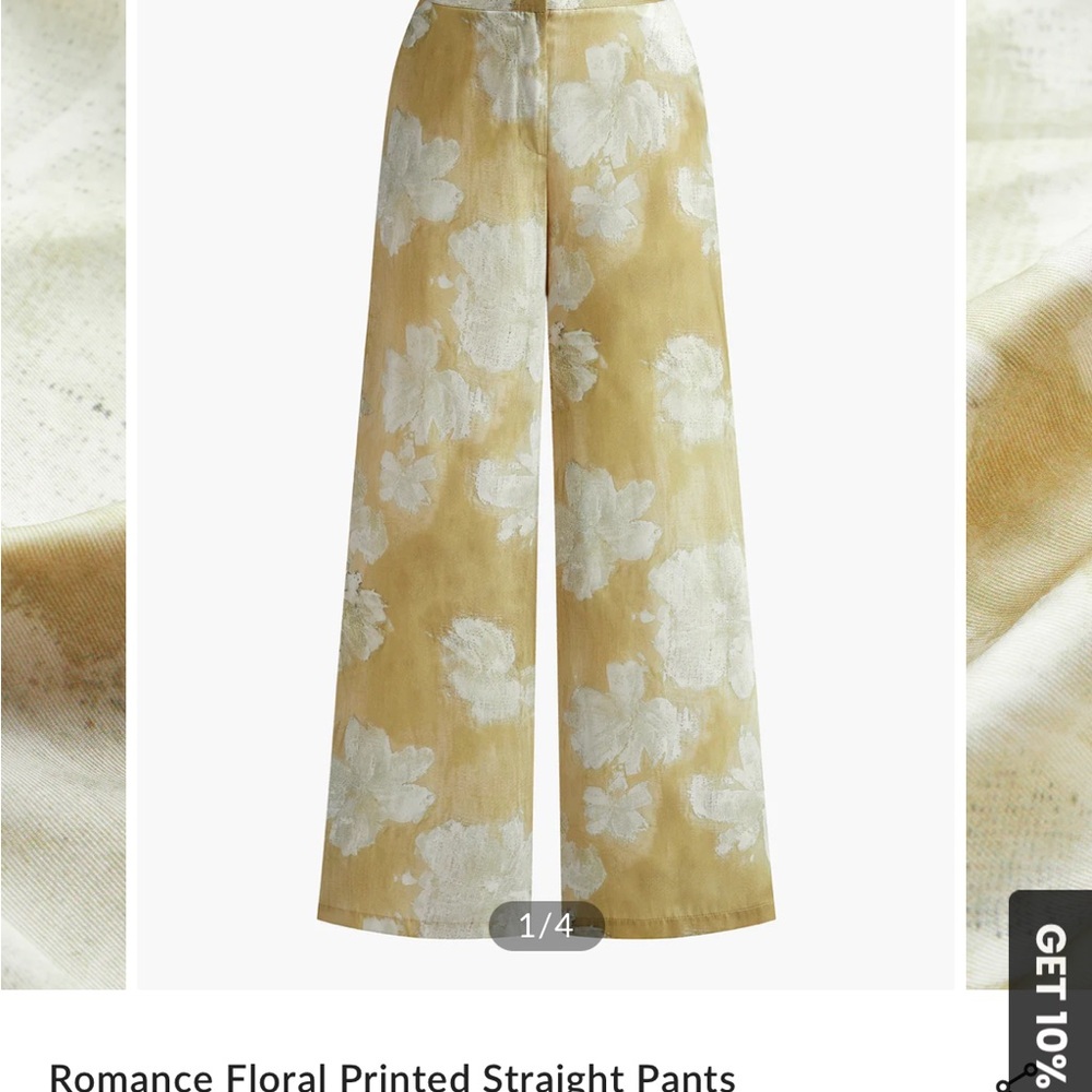 Floral Printed Straight Pants in Yellow and White